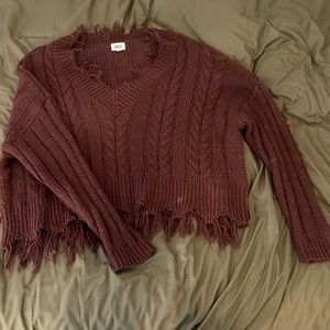 Buckle WL burgundy distressed sweater